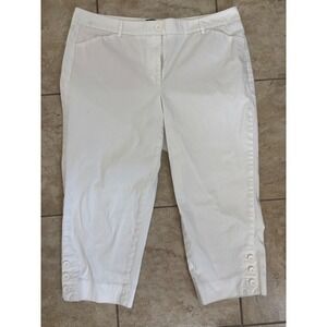Talbots‎ Crisp Flat Front Straight Leg Capris with Button Detail Women Size 14